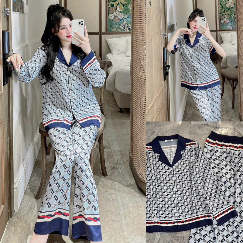 PYJAMA LỤA DÀI HOẠ TIẾT QUẢNG CHÂU CAO CẤP MÃ 2023-0608