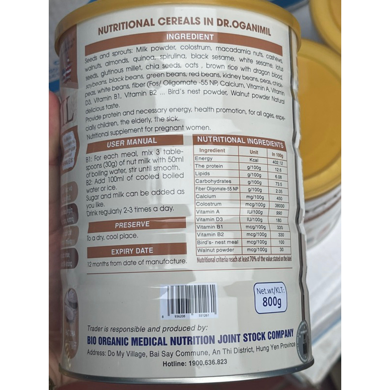 Sữa hạt DR.OGANIMLL 800g