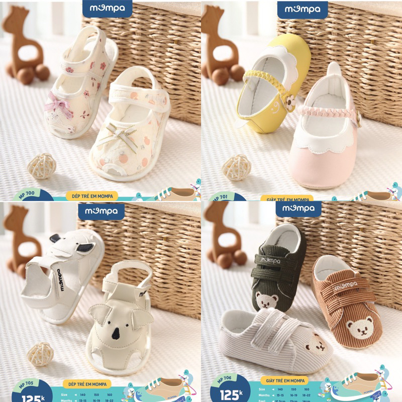 Giày tập đi, dép tập đi cho bé Mompa
