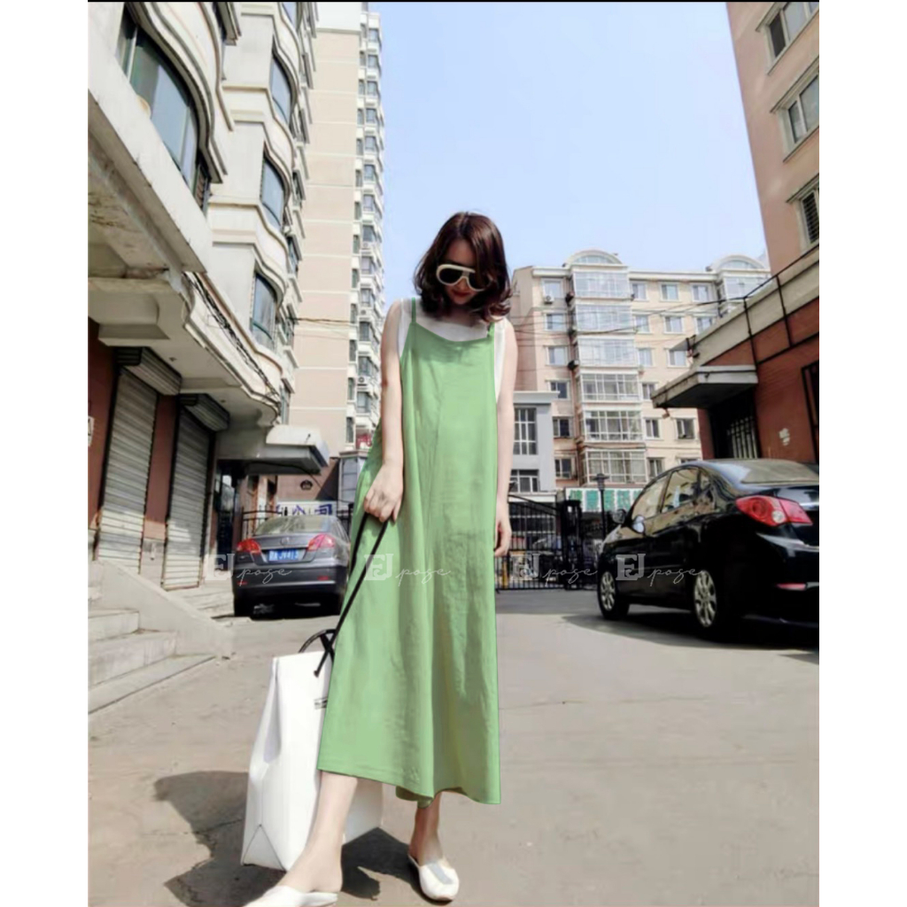 Set Áo Liền Quần Linen Thông Dụng Phong Cách Trẻ Trung