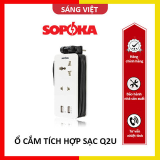 Ổ cắm đa năng tích hợp cổng sạc usb 2 lỗ q2u sapoka, ổ cắm điện du lịch tiện lợi