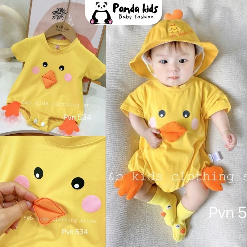 Bodysuit Bé Trai, Bodysuit Cho Bé Gái Họa Tiết Dễ Thương Hình Vịt Vàng