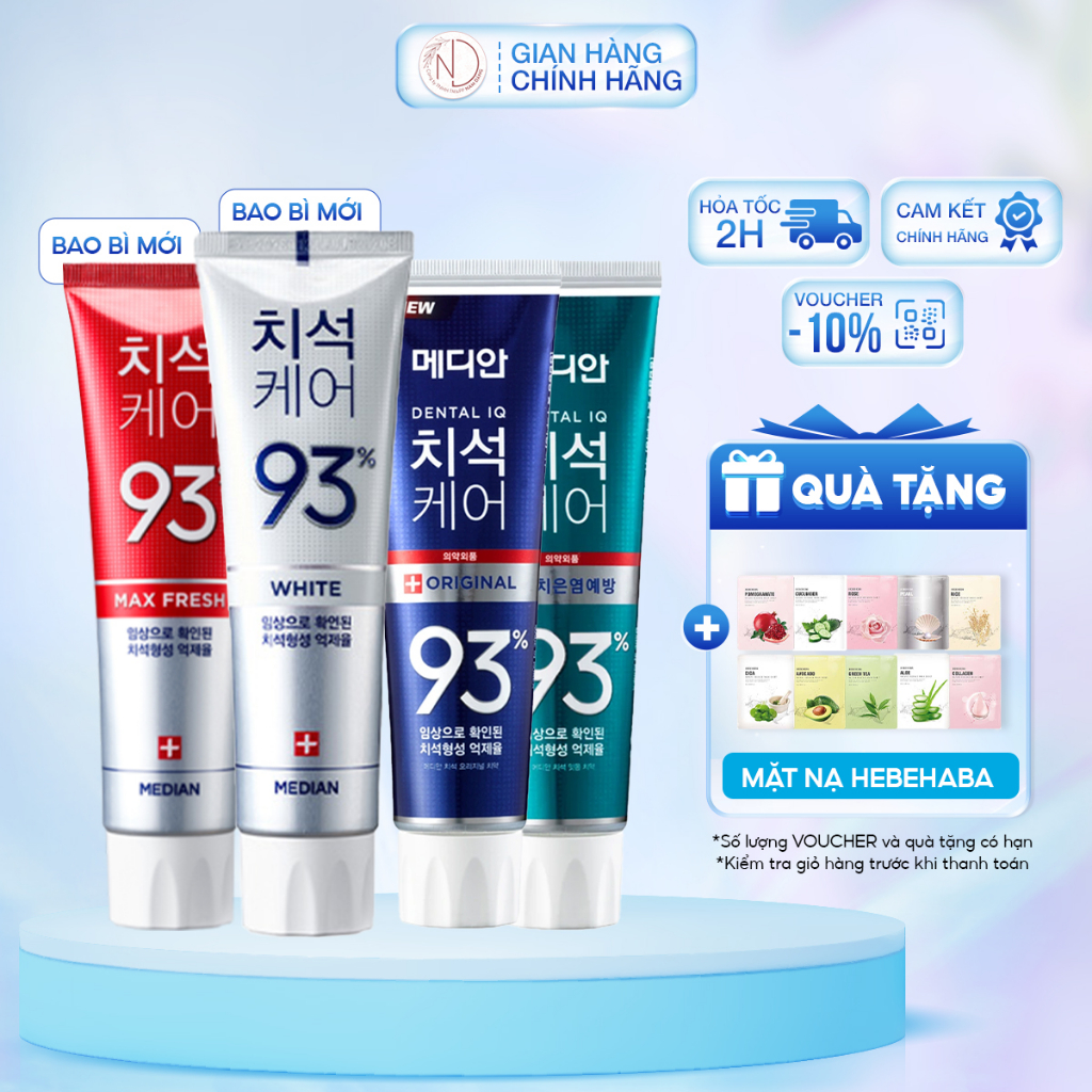 Kem đánh răng MEDIAN Dental IQ 93% Hàn Quốc 120g sản phẩm chính hãng