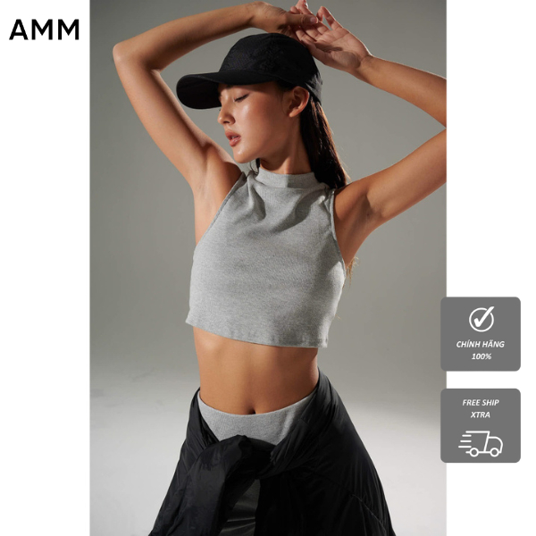 Áo NỮ AMM Dáng Lửng, Chất Liệu Vải Rib Mềm Mại, Thoáng Mát, Thấm Hút, Co Dãn Tốt, Ôm Dáng Cơ Thể, Màu Trơn W-TA21W-006