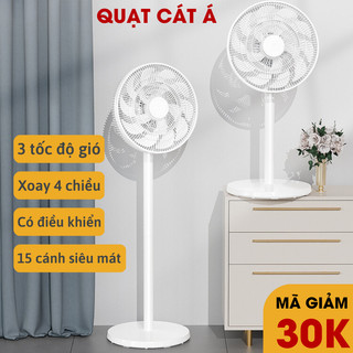 Quạt điện đứng Cát Á bán chạy nhất 2023 có khiển không ồn 15 cánh siêu mát, quạt cây lỡ để bàn 3 mức gió