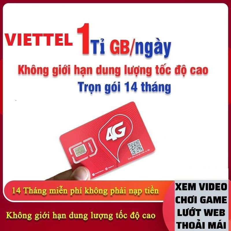Sim 4G Viettel Gói 12UMAX70 Tặng Data Free Truy Cập Mạng, Sim Trọn Gói 1 Năm Không Mất Phí