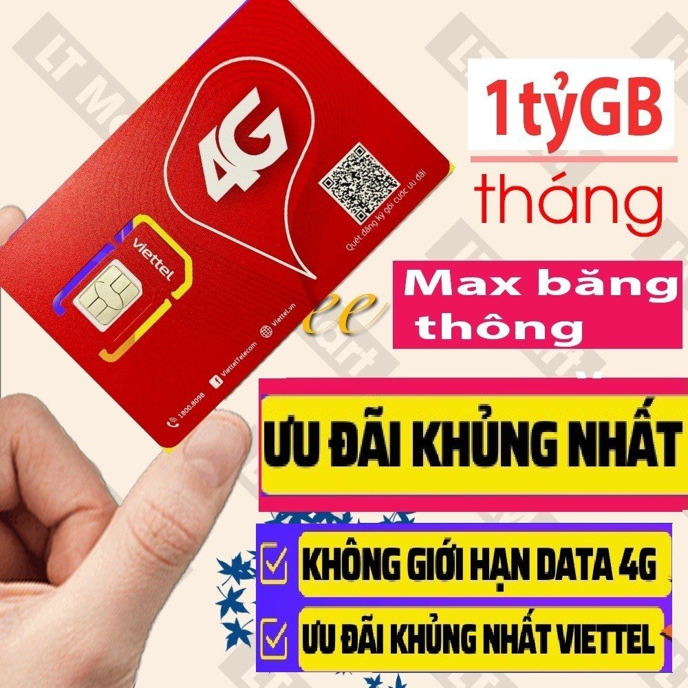 Sim 4G Viettel trọn gói 12  tháng 12umax70 12mxh100 12v90b Không Giới Hạn Lưu Lượng Tốc Độ Cao- BH 12 Tháng