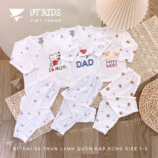 Bộ sơ sinh dài tay cài chéo chất cotton thun lạnh siêu mềm, mát cho bé trai, bé gái từ sơ sinh