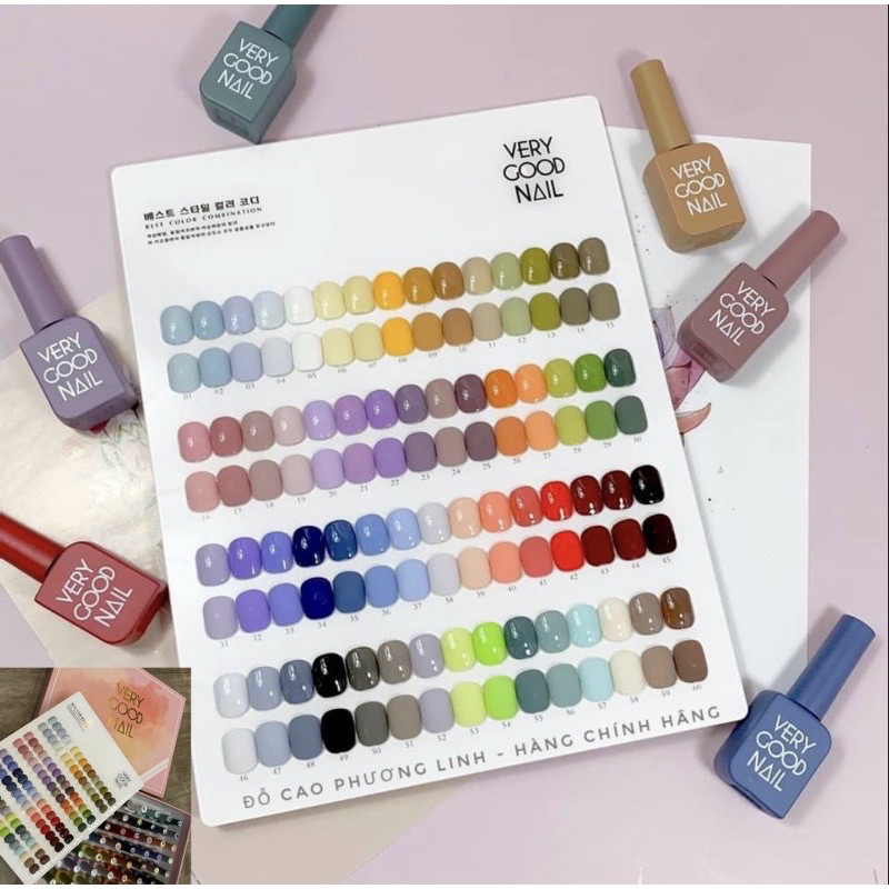 Sơn gel very good nail màu đen trắng đỏ mận màu hot chuẩn màu sơn base, top