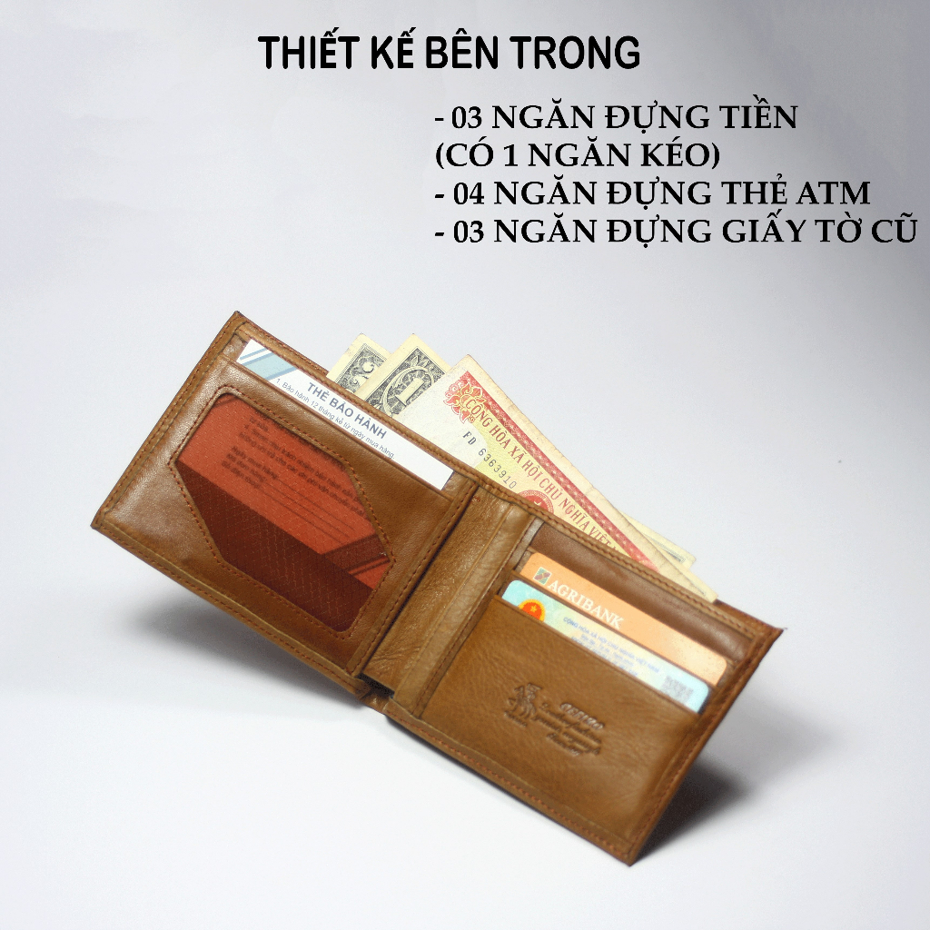 Ví nam , bóp nam ví tiền da bên ngoài da bò bên trong lót vải hoặc da heo, bảo hành 12 tháng – Menwis V01