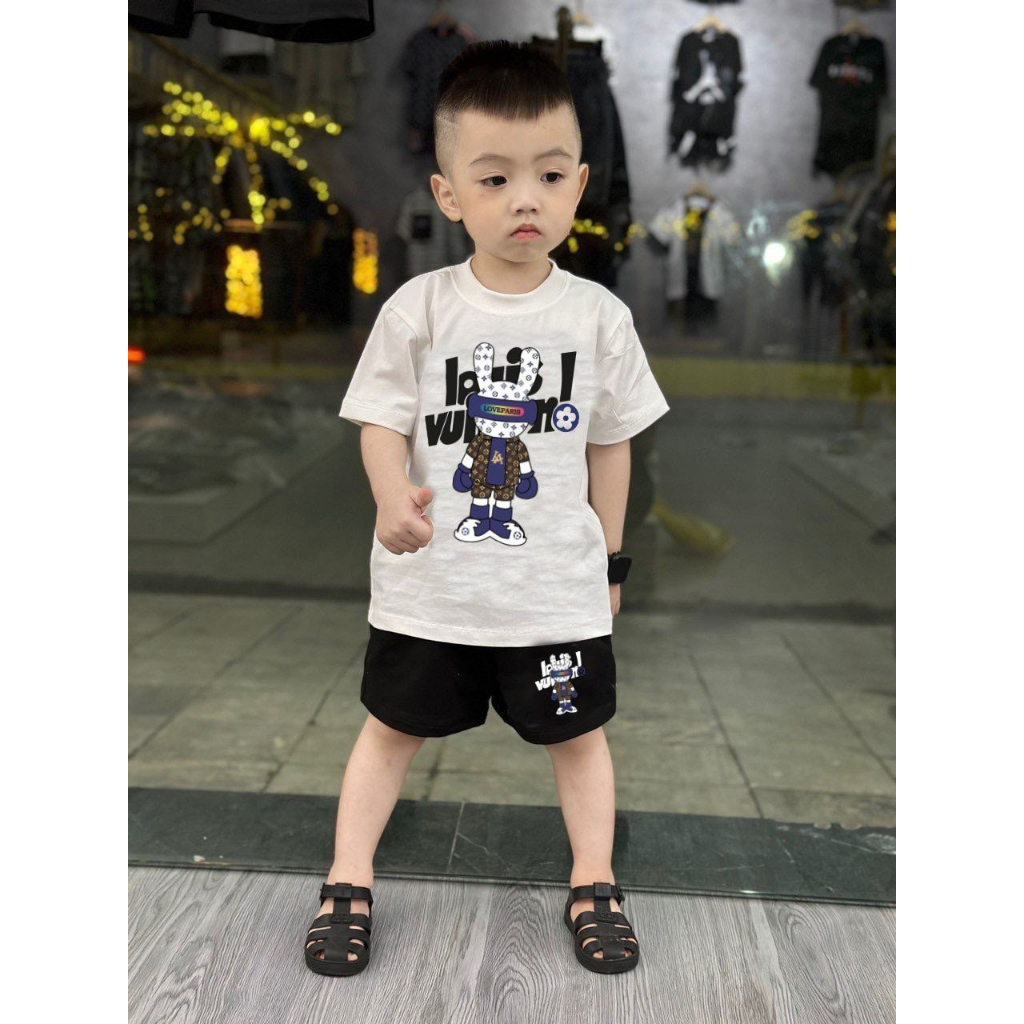 Bộ quần áo cộc tay người máy cho bé trai, set áo phông quần short trẻ em, áo gia đình unisex - Winni Kids