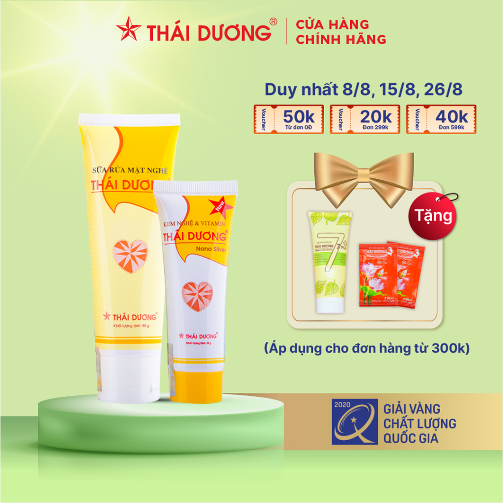 Bộ sản phẩm Kem nghệ Thái Dương 20g và Sữa rửa mặt nghệ Thái Dương 90g - Sao Thái Dương