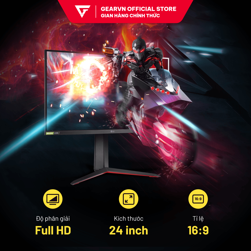 Màn hình LG 24GN65R-B 24" IPS 144Hz HDR10 Freesync chuyên game