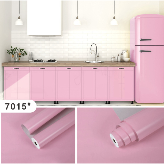 Decal Giấy Dán Tường Decor Kim Vinh Tông Màu Hồng Cuộn 5m Khổ 45cm Có Keo Sẵn