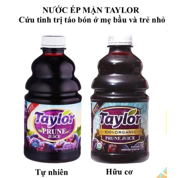 Nước Ép Mận Taylor Tự Nhiên / Hữu Cơ Mỹ- Organic Prune Juice 946ml