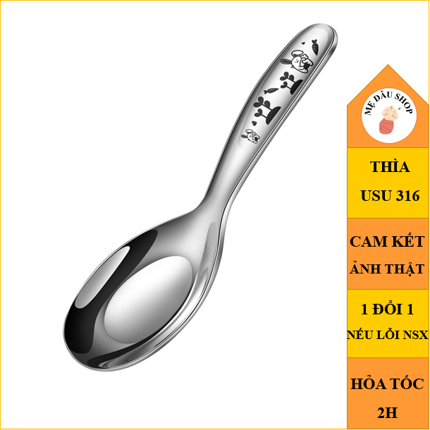 Thìa in hình cao cấp cho bé - Inox 316 - An toàn cho bé