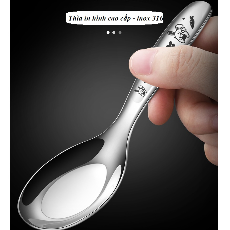 Thìa in hình cao cấp cho bé - Inox 316 - An toàn cho bé