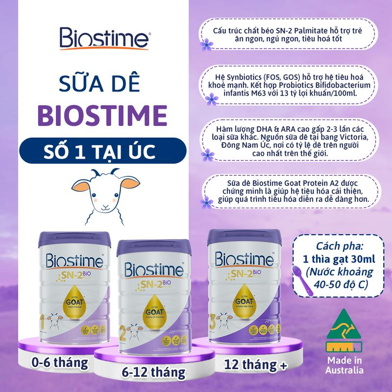 Sữa Biostime Úc  cải thiện tiêu hóa tăng cường hấp thu cho bé 800g