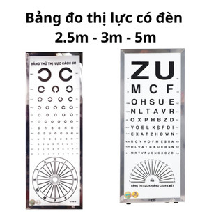 Bảng đo thị lực treo tường khoảng cách 2.5m / 3m / 5m có đèn