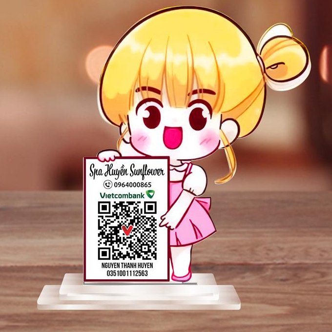 Bảng QR code tài khoản ngân hàng để bàn hình chất liệu Mica,in theo yêu cầu, bền đẹp