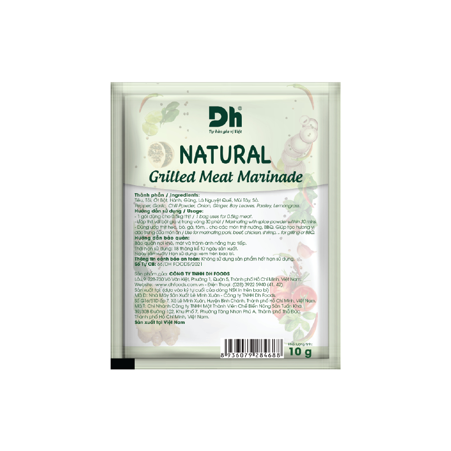 Gia vị ướp thịt nướng và bột gia vị ngũ vị hương Natural DH Foods nêm sẵn thành phần tự nhiên gói 10gr