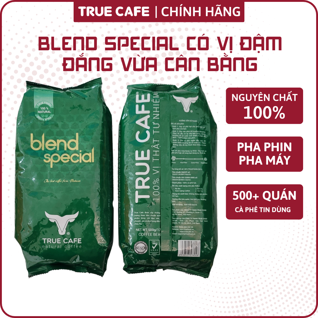 Cà phê hạt Blend Special / Arabica và Robusta Tây Nguyên / Gói 500gr / Vị đậm, thơm ngon, độc đáo / True Cafe
