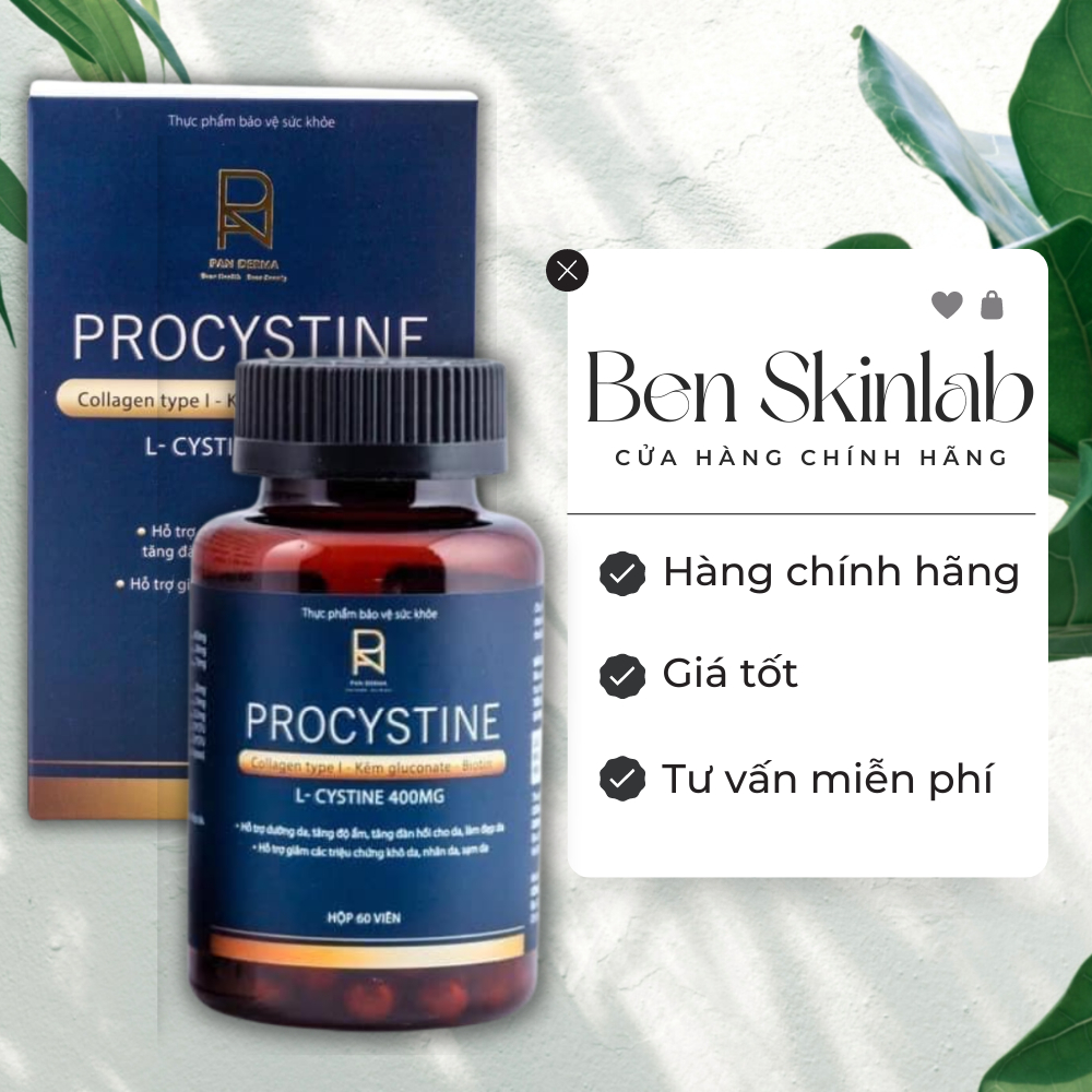 Viên uống đẹp da Procystine chứa L-Cystine 400mg hỗ trợ dưỡng trắng, tăng độ ẩm và giảm thâm nám 60v