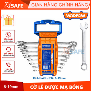 Bộ 8 cờ lê Wadfow vòng miệng/2 đầu miệng/2 đầu vòng được mạ bóng Kích thước: 6-19mm - 6-22mm