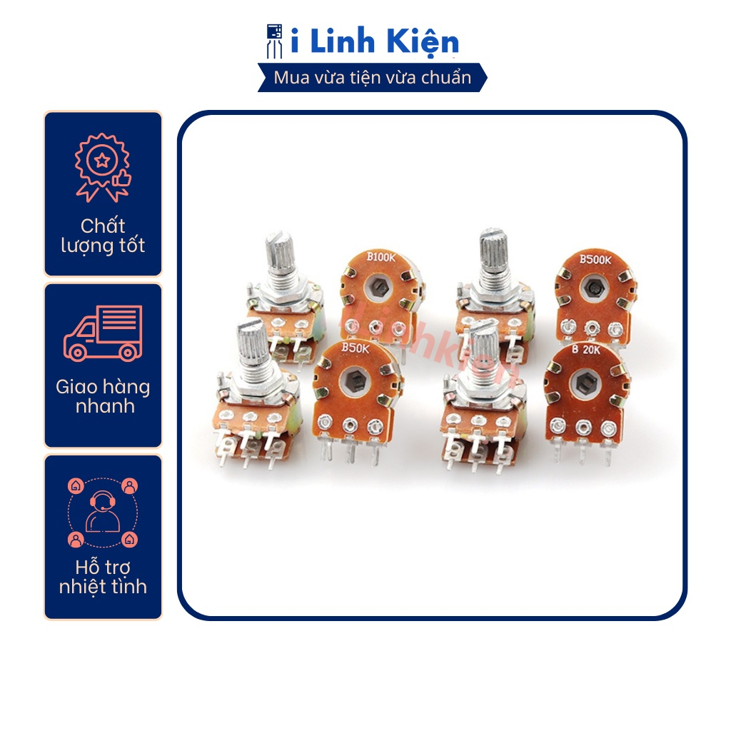 Triết áp đôi 1K 2K 5K 10K 20K 50K 100K 500K WH148 15mm chất lượng tốt.