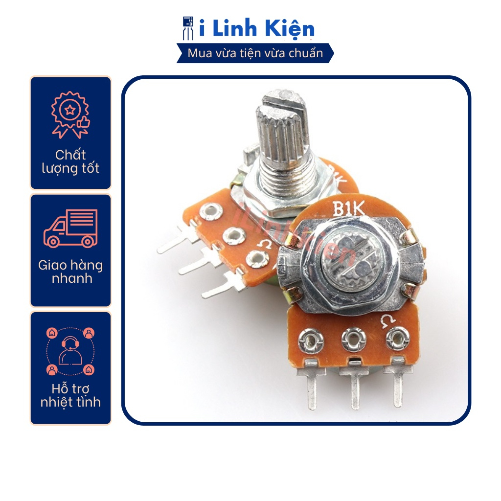 Triết áp đơn 1K 2K 5K 10K 20K 50K 100K 250K 500K 1M WH148 15mm chất lượng tốt.