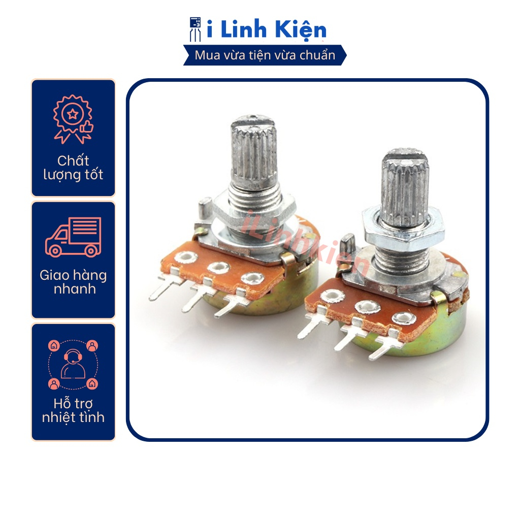 Triết áp đơn 1K 2K 5K 10K 20K 50K 100K 250K 500K 1M WH148 15mm chất lượng tốt.