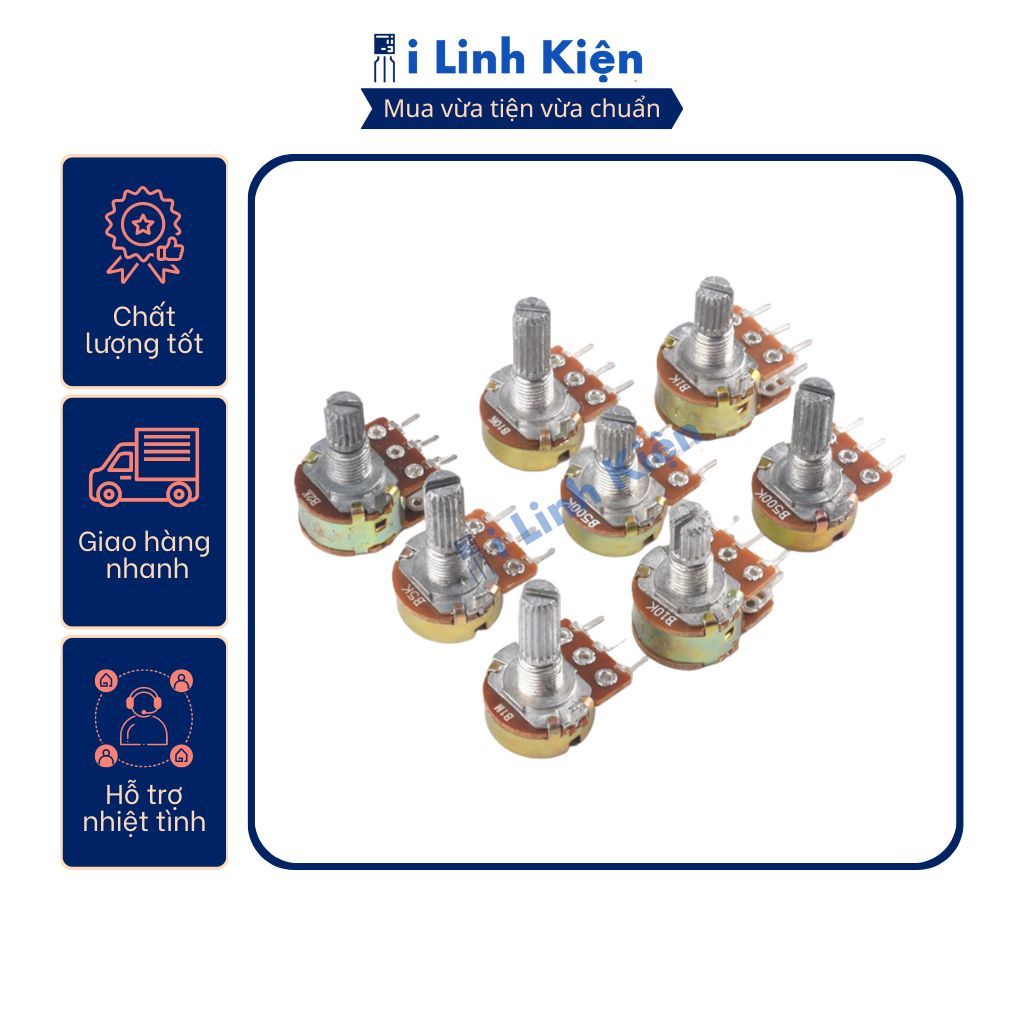 Triết áp đôi 1K 2K 5K 10K 20K 50K 100K 500K WH148 15mm chất lượng tốt.