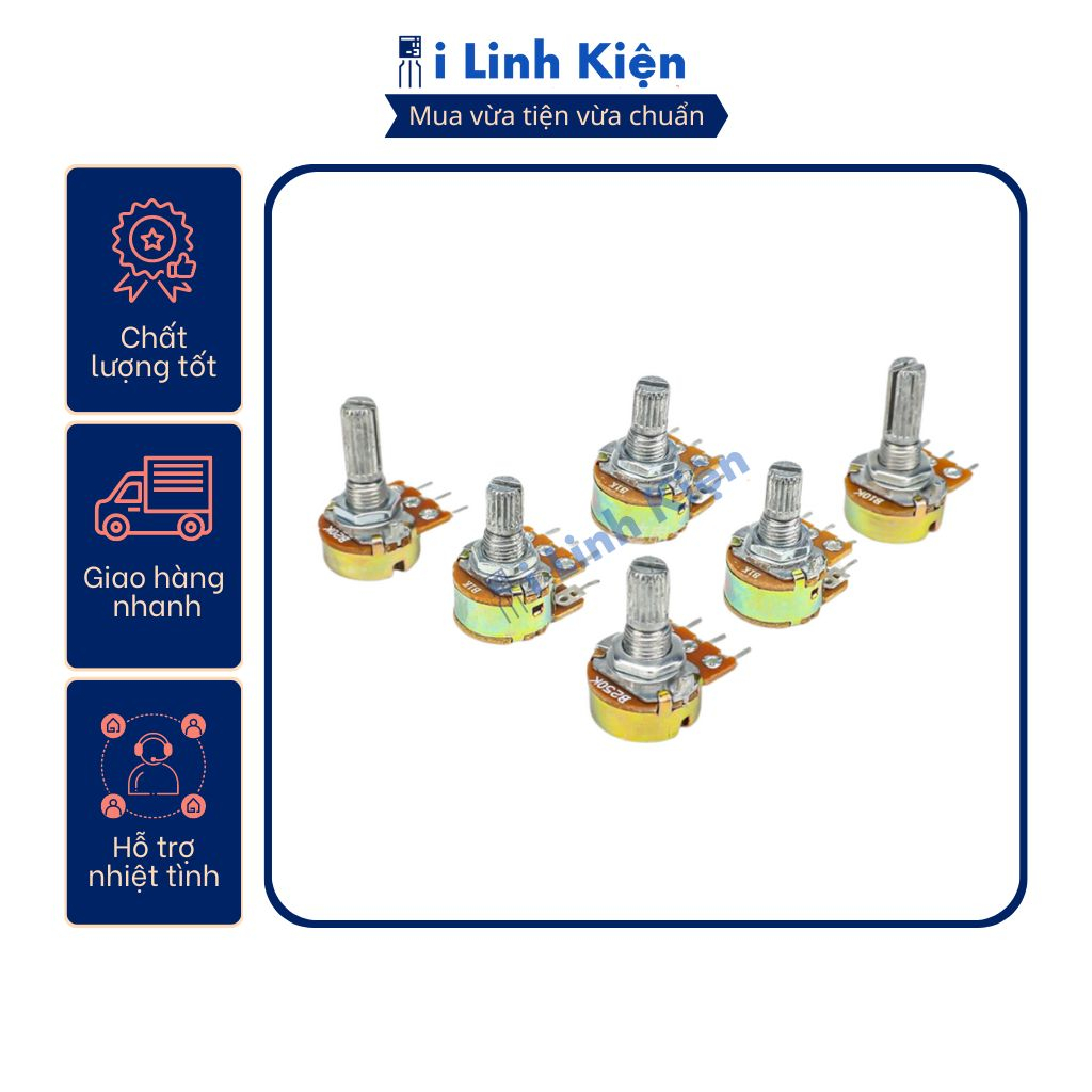 Triết áp đôi 1K 2K 5K 10K 20K 50K 100K 500K WH148 15mm chất lượng tốt.