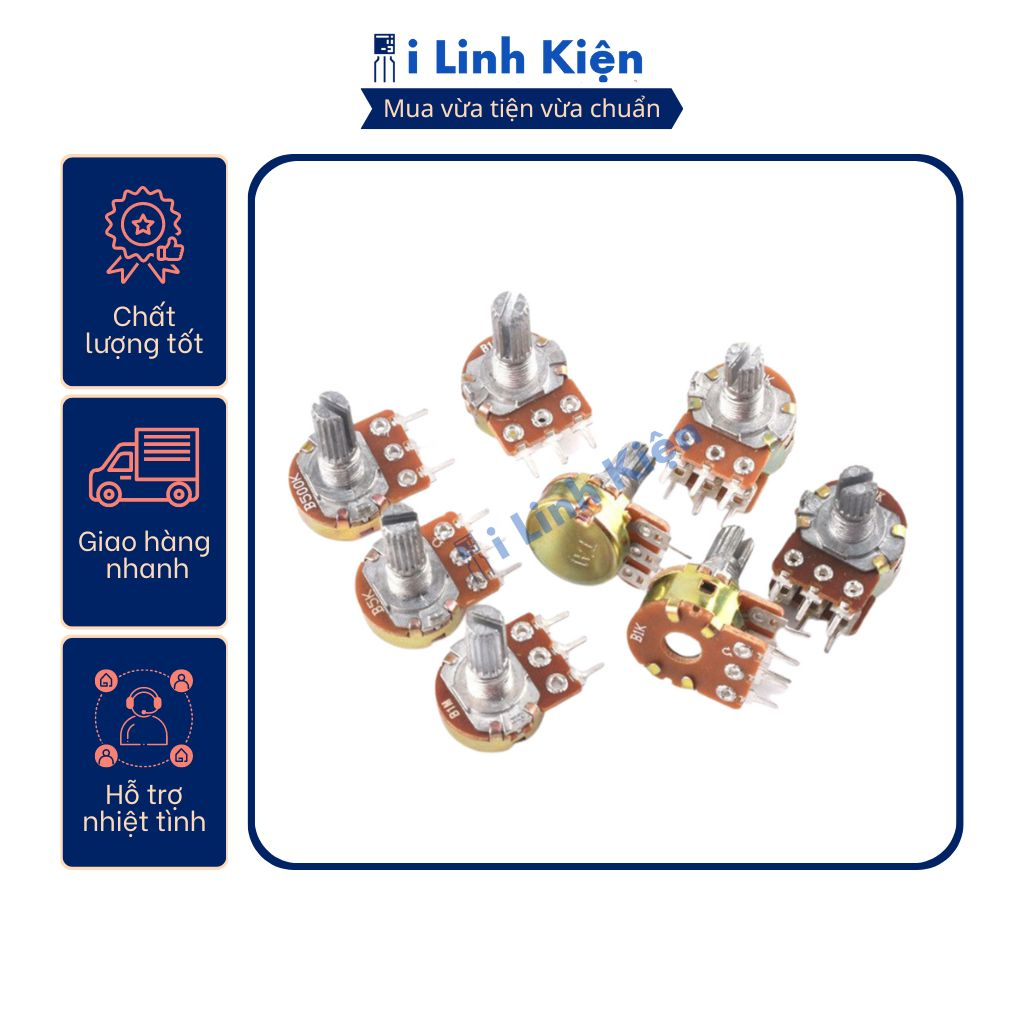 Triết áp đôi 1K 2K 5K 10K 20K 50K 100K 500K WH148 15mm chất lượng tốt.