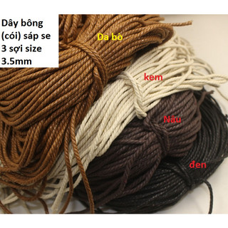 5- 20met size 2mm, 3.5mm dây bông sáp se 3 sợi