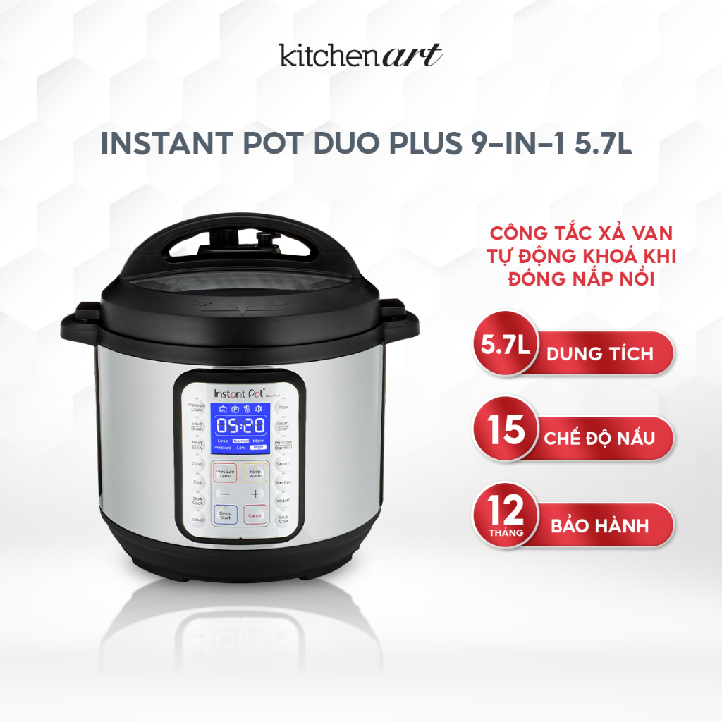 Nồi áp suất điện đa năng INSTANT POT DUO PLUS 60 9-in-1, dung tích 5.7L - Bảo hành 12 tháng