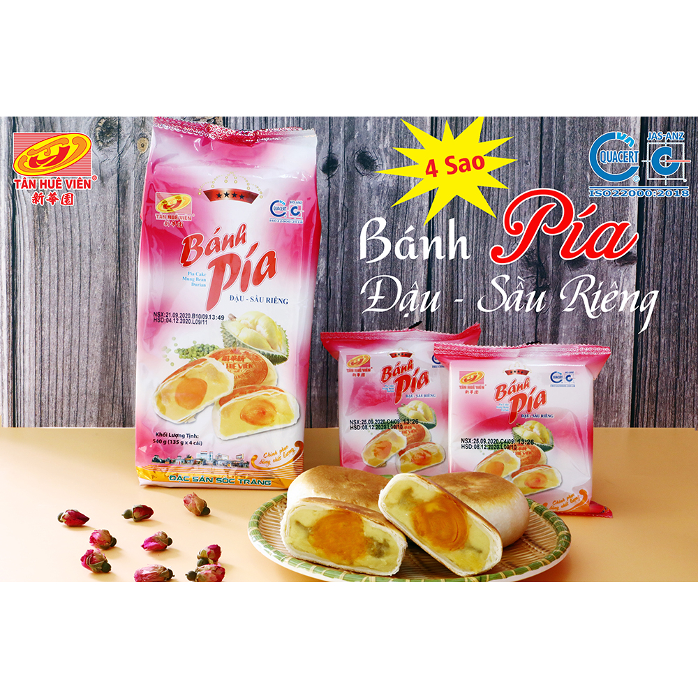 Bánh Pía Đậu Xanh Sầu Riêng Trứng Muối Tân Huê Viên Sóc Trăng chính hãng 400g, 440g, 540g và 600g Sài Gòn Đặc Sản