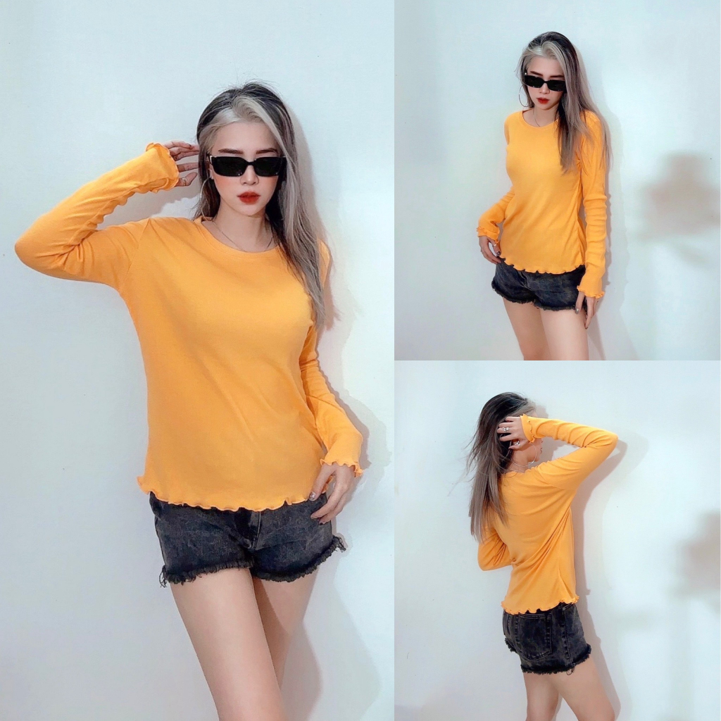 Áo Thun Tay Dài Chất Liệu Thun Gân Sang Trọng VNXK