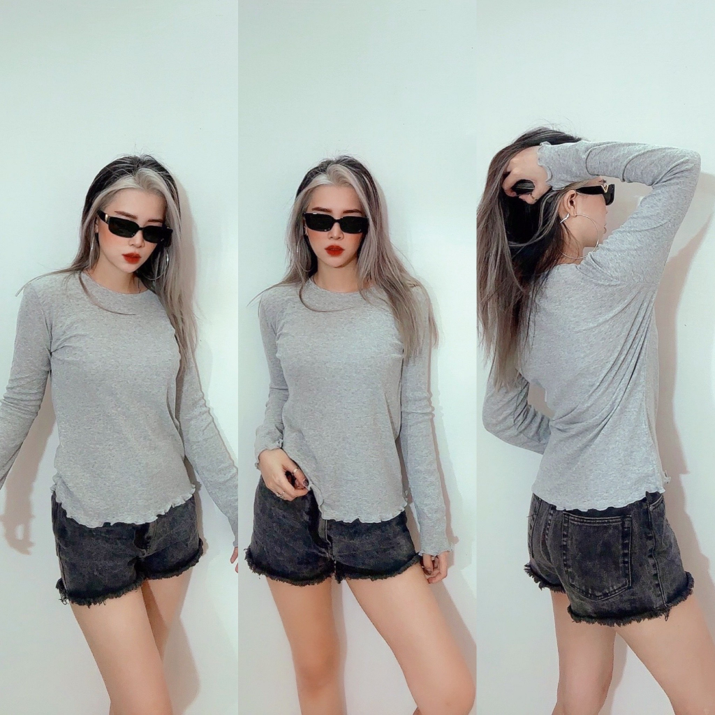 Áo Thun Tay Dài Chất Liệu Thun Gân Sang Trọng VNXK