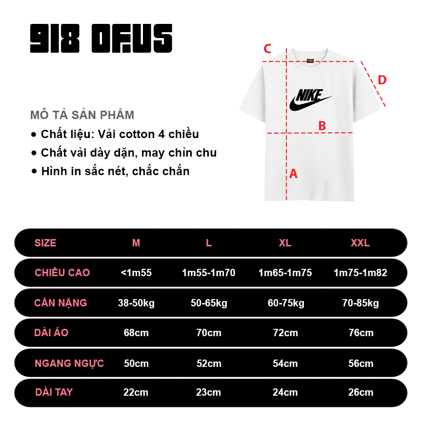Áo phông nike basic logo to chất thun cotton dày mát unisex nam nữ 918 OFUS