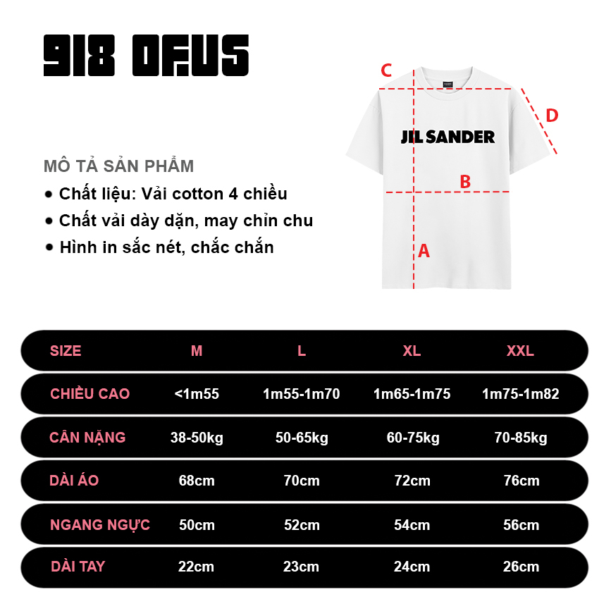 Áo thun JIL SANDER cotton thoáng mát unisex phông nam nữ oversize form rộng 918 Ofus