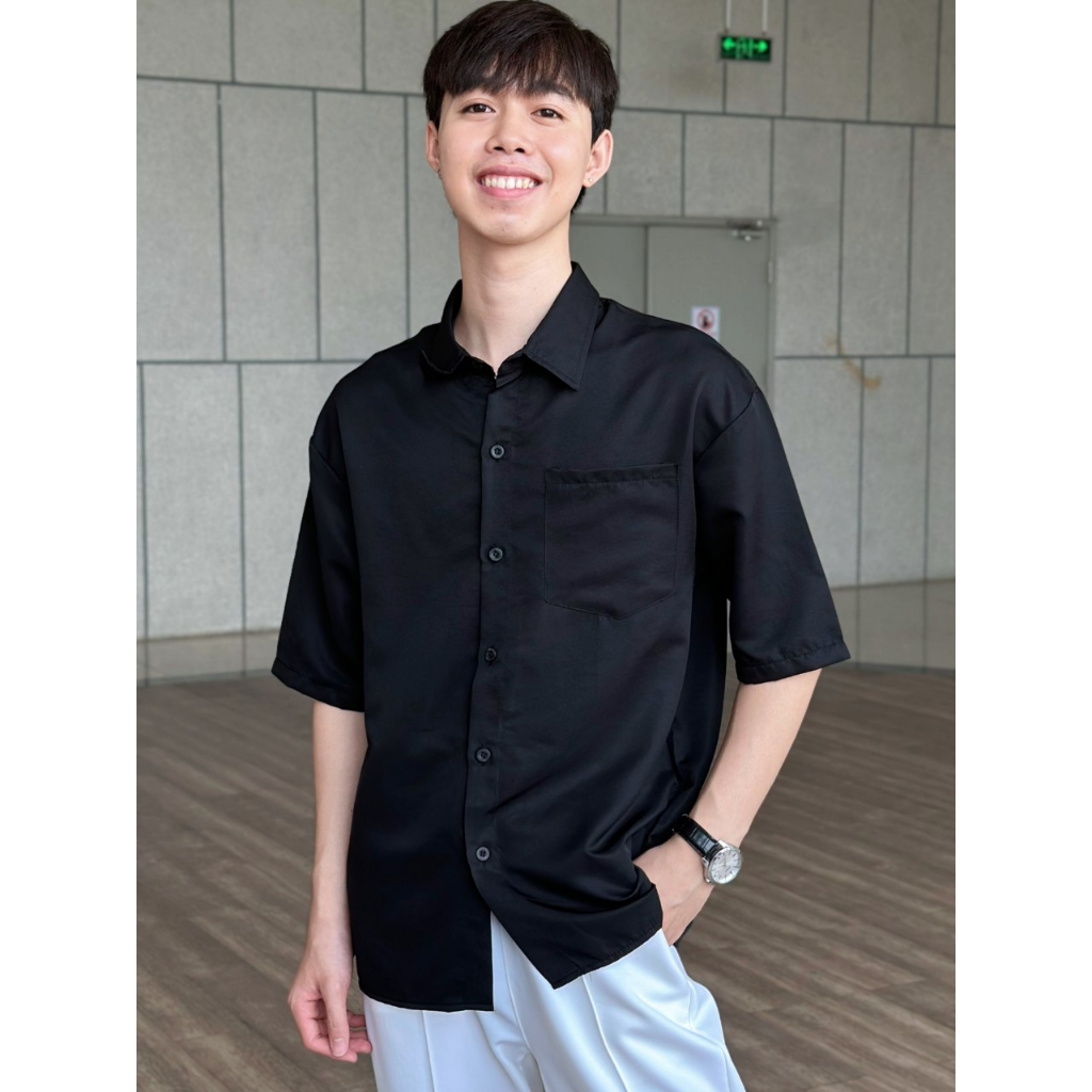 Áo Sơ Mi Tay Lỡ nam nữ Unisex chất vải lụa mềm mịn zozo_unisex