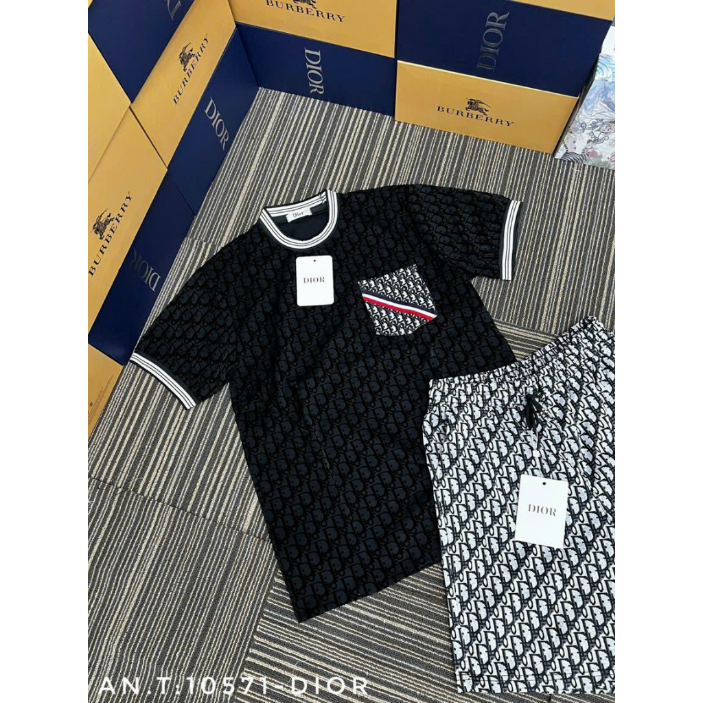 Bộ nam mặc hè Dior chất liêu cotton cá sấu cao cấp phong cách năng động