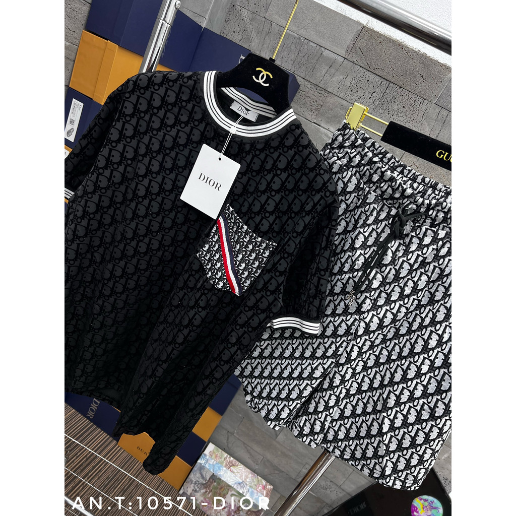 Bộ nam mặc hè Dior chất liêu cotton cá sấu cao cấp phong cách năng động