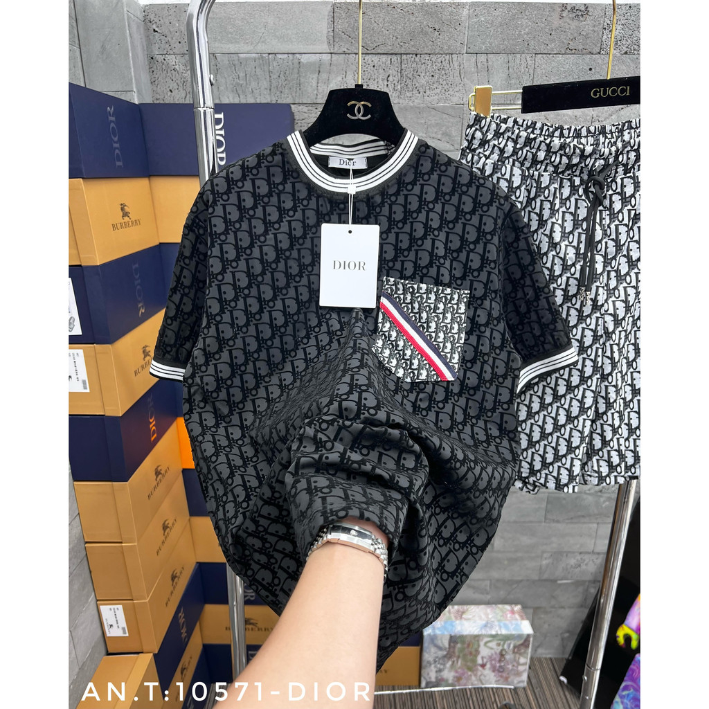 Bộ nam mặc hè Dior chất liêu cotton cá sấu cao cấp phong cách năng động