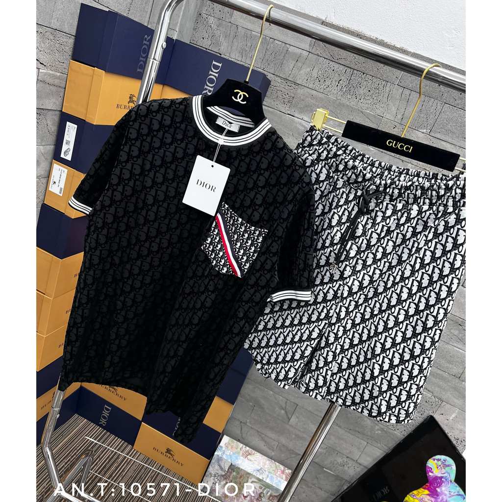 Bộ nam mặc hè Dior chất liêu cotton cá sấu cao cấp phong cách năng động