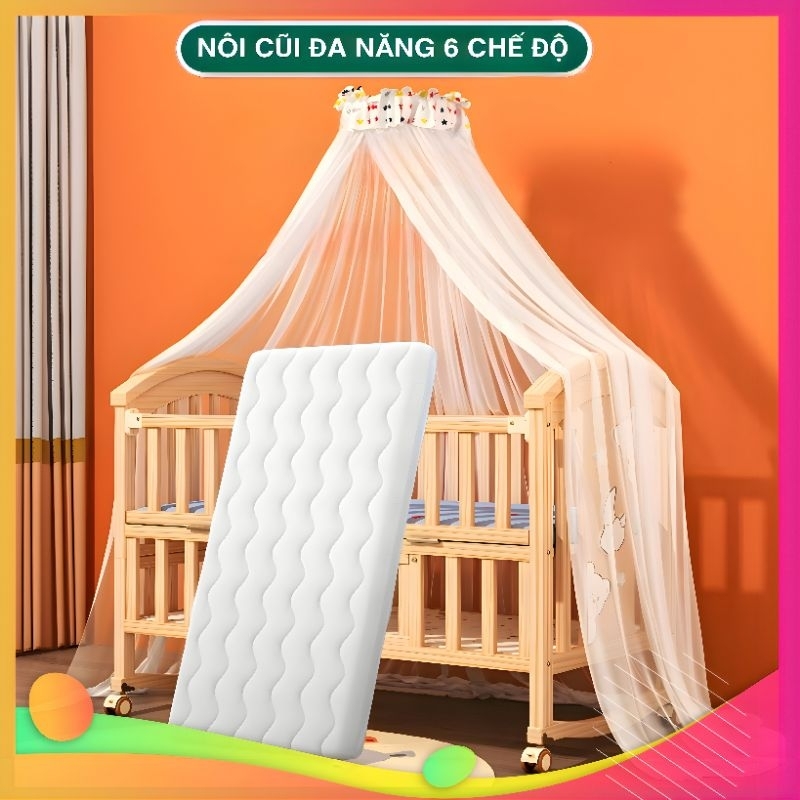 nôi cũi đa năng 6 chế độ|chất liệu gỗ thông New Zealand