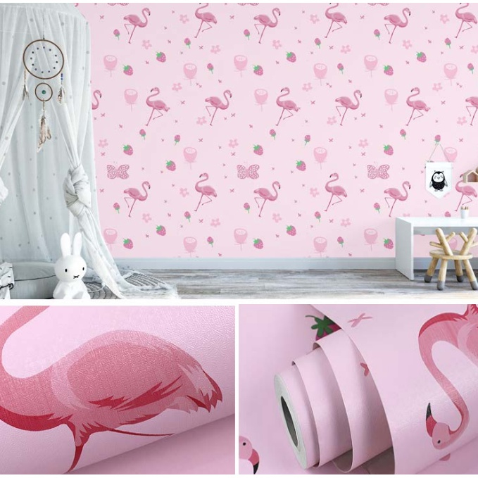 Decal Giấy Dán Tường Decor Kim Vinh Tông Màu Hồng Cuộn 5m Khổ 45cm Có Keo Sẵn