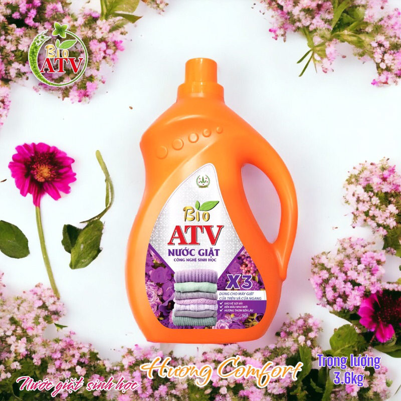 Nước Giặt sinh học X3 Bio ATV 3.6kg, Không Hoá Chất, An Toàn Cho Da