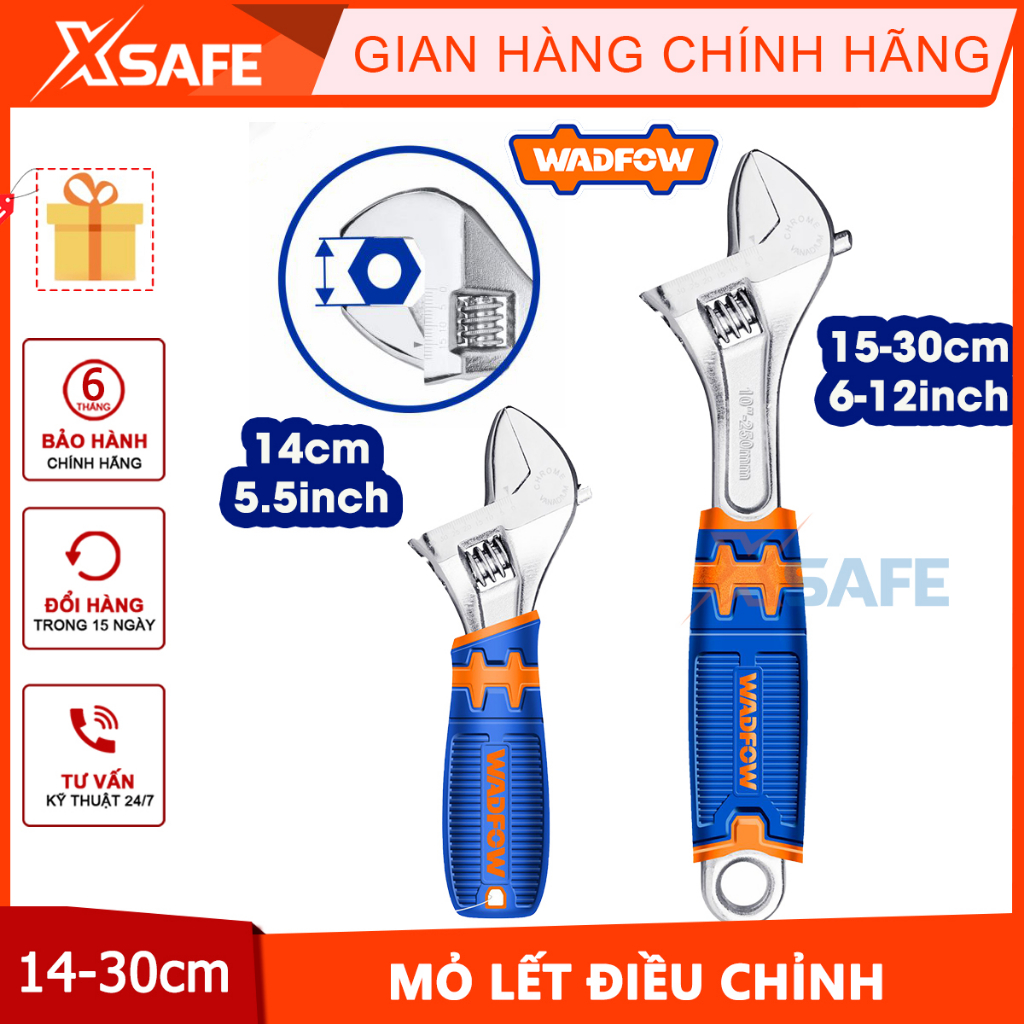 Mỏ lết Wadfow chiều dài 14-30cm thép Carbon thả rèn kẹp điều chỉnh lên đến 0-41mm
